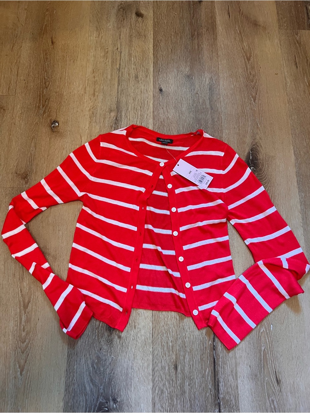 Wild Fable XXS Red & White Striped Women's Cardigan Sweater